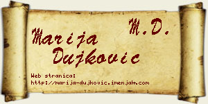 Marija Dujković vizit kartica